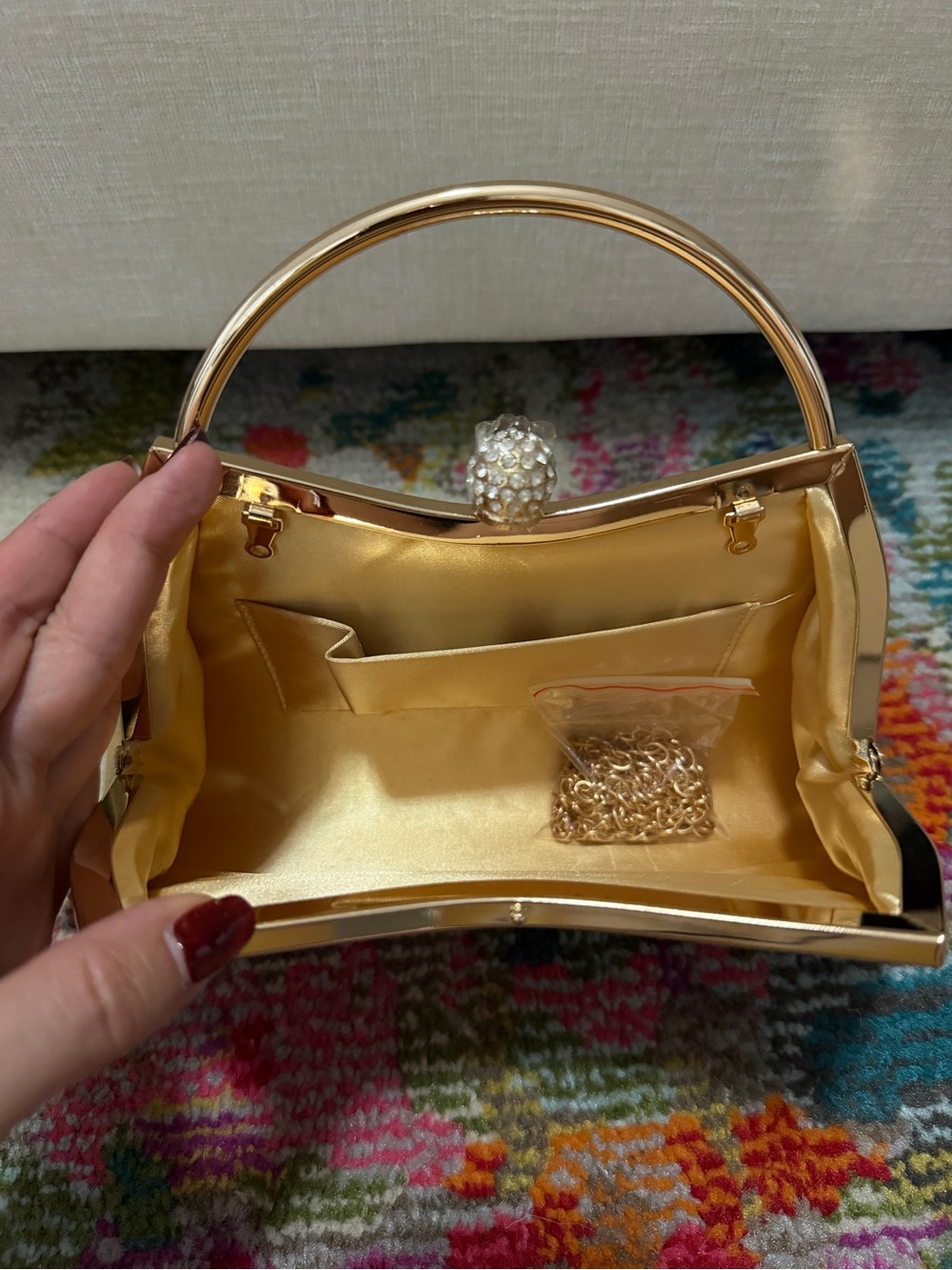Gold Glitter Crossbody Clutch - Picture 3 of 4